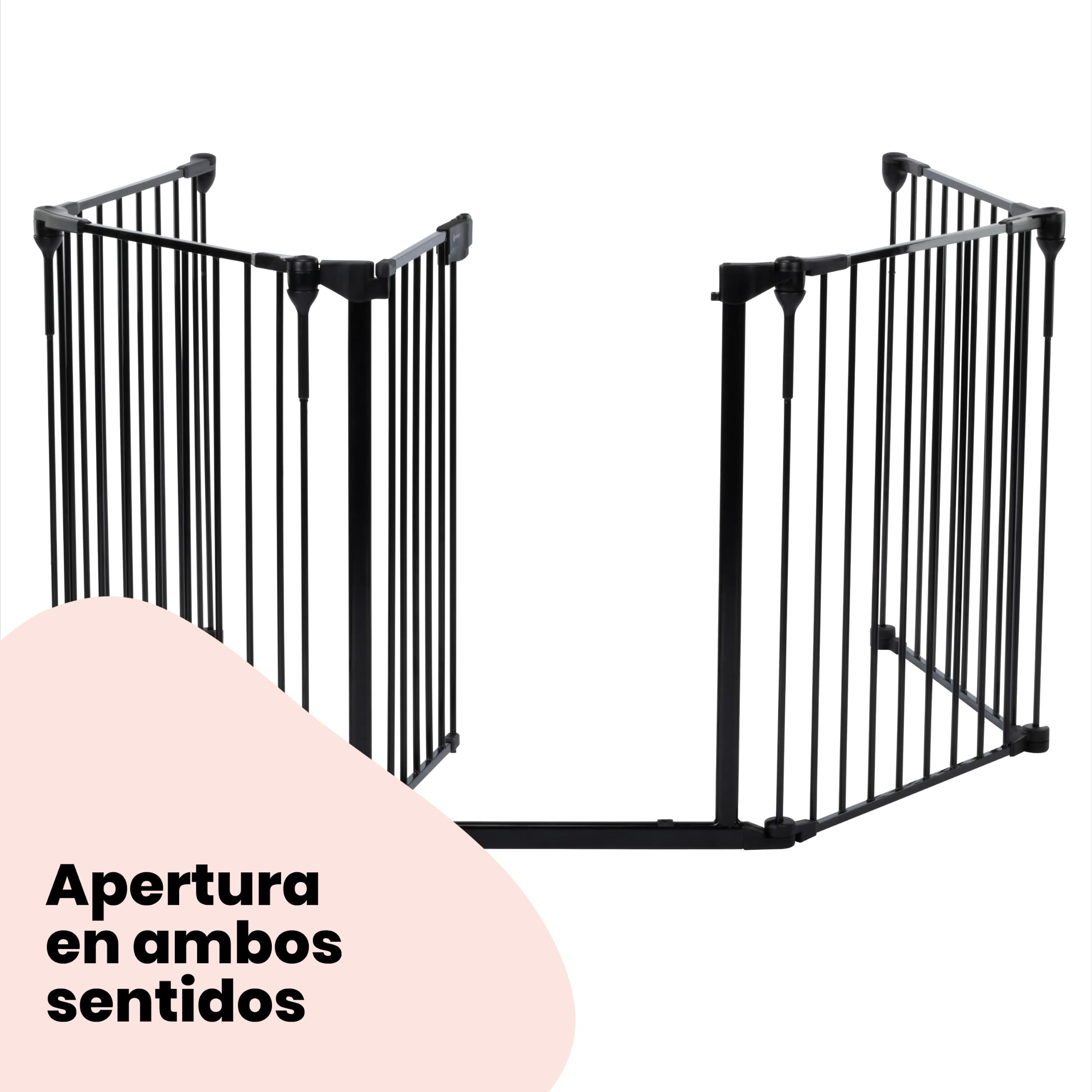Safety 1st Modular 5 Panel barrera seguridad, 64-296 cm, 1 mano, Black | barrera seguridad niños escalera extra ancha, para espacios irregulares, cierre extra seguro, instalación rápida