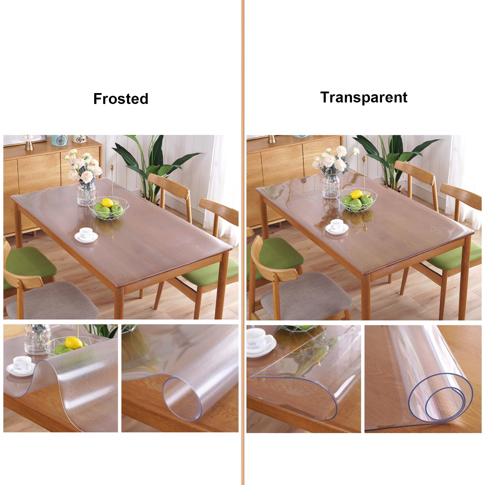 Nappe transparente - 70 x 130 cm - Film transparent pour chaises - Haute densité - Anti-glisse - Différentes tailles - Découpe individuelle - Transparent - 1 mm