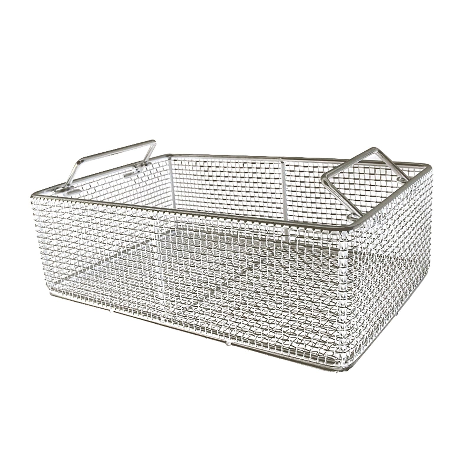 Cestino di disinfezione medico in acciaio inox 304, con manico, maglia da 4 mm per laboratori, strumenti ospedalieri, cliniche dentali(35x30x7cm/13.8x11.8x2.8in)