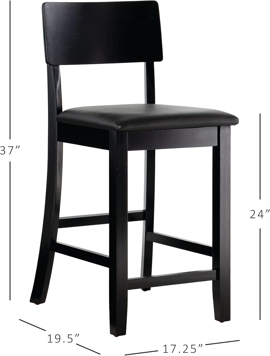 Linon Home Dcor Linon Torino Contemporary Counter Stool, 17"w x 20"d x 37"h, Black