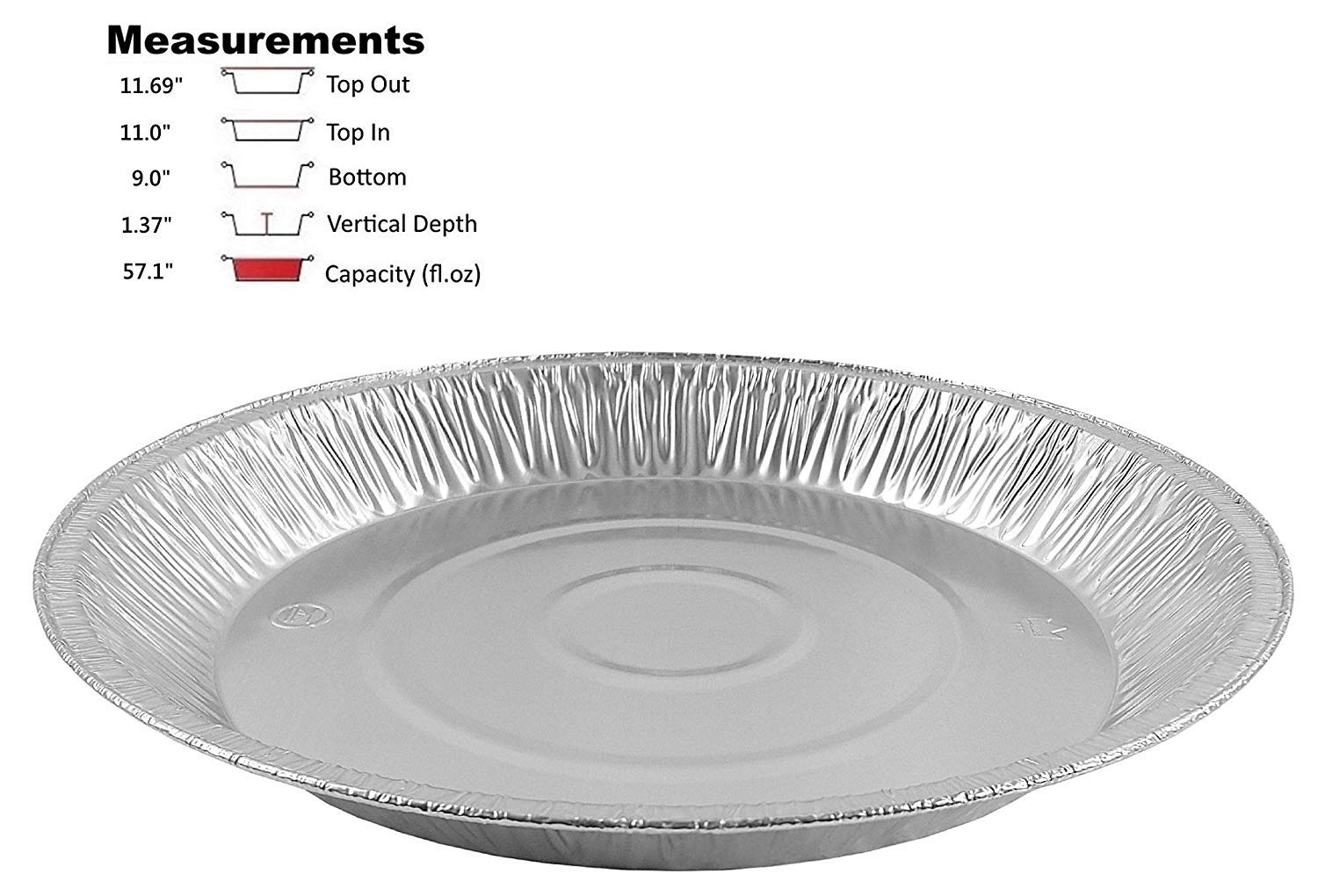 PACTOGO12" Aluminum Foil Pie Pan Extra-Deep Disposable Tin Plates (Pack of 12)
