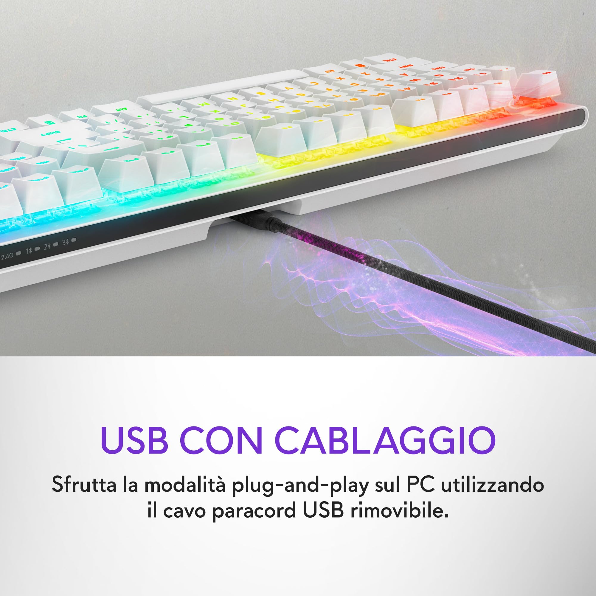 Alienware AW920K Tastiera Tri-Mode Wireless Gaming – Connettività Tri-Mode, Retroilluminazione AlienFX RGB, Switch CHERRY MX Red, Ricarica Magnetica, Qwerty Lunar Light