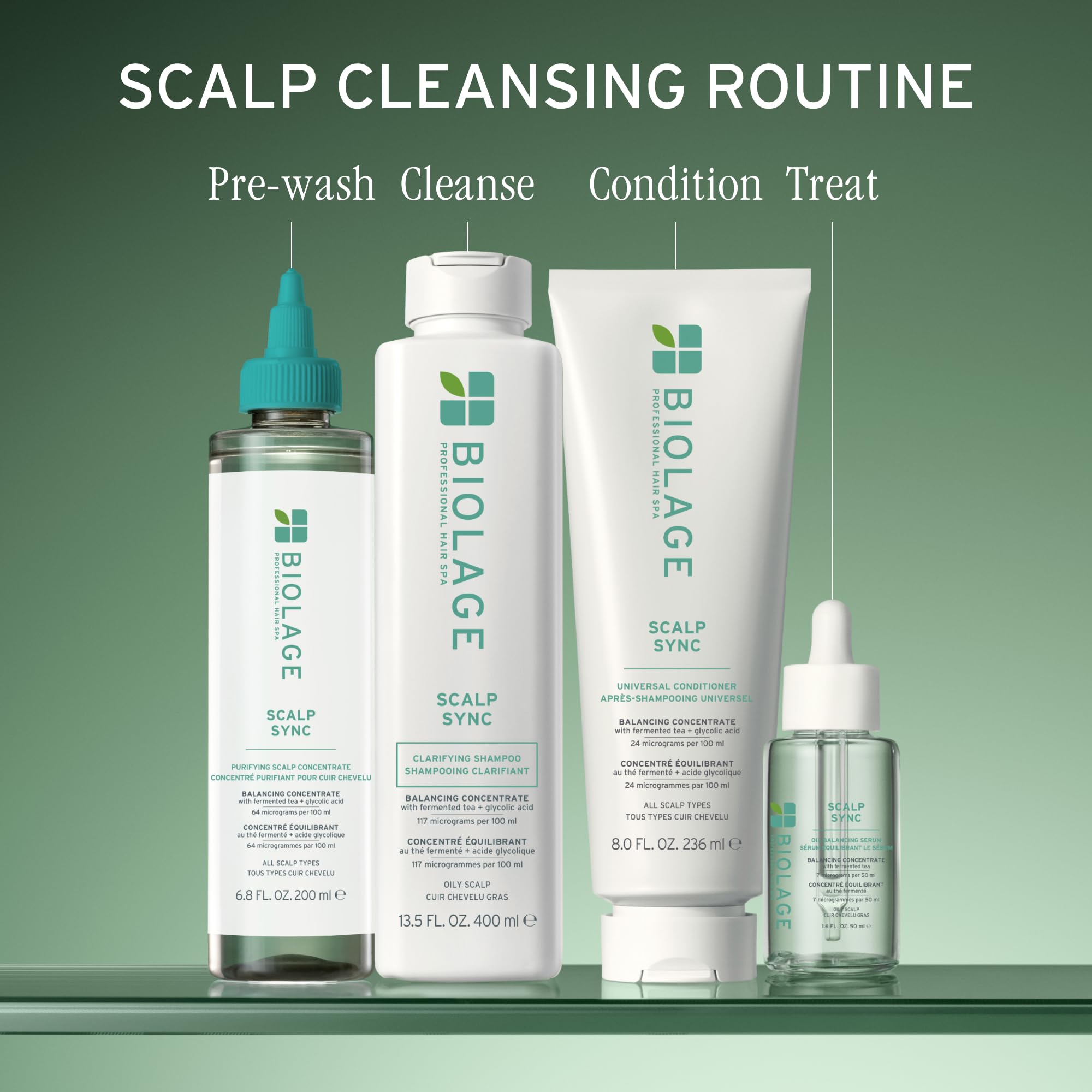 Biolage Scalp Sync Concentré purifiant – Traitement exfoliant et clarifiant du cuir chevelu sec, rafraîchissant et revigorant, mélange de thé fermenté et acide glycolique