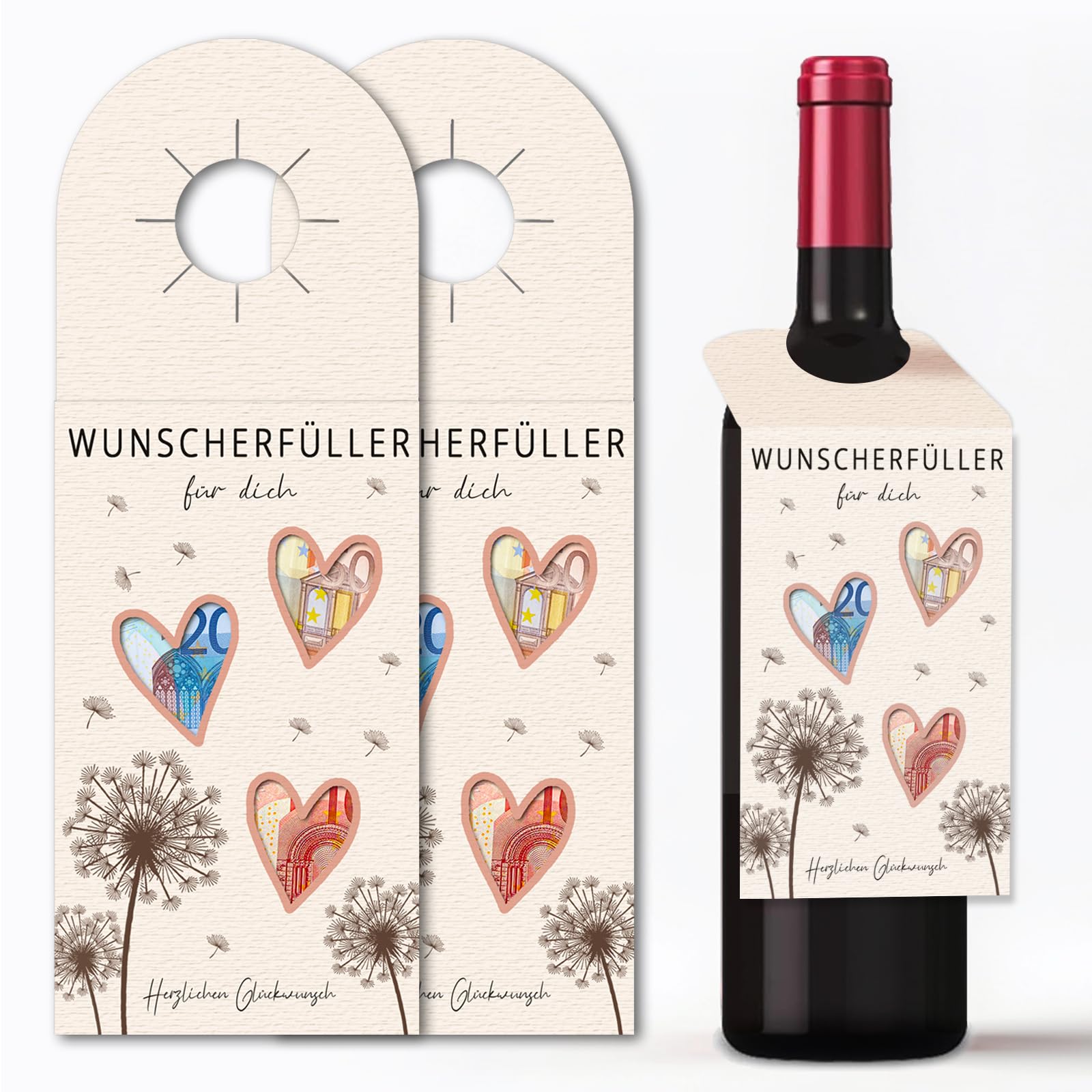 Wunscherfüller Geldgeschenk Flaschenetiketten, Geldgeschenke Geburtstag