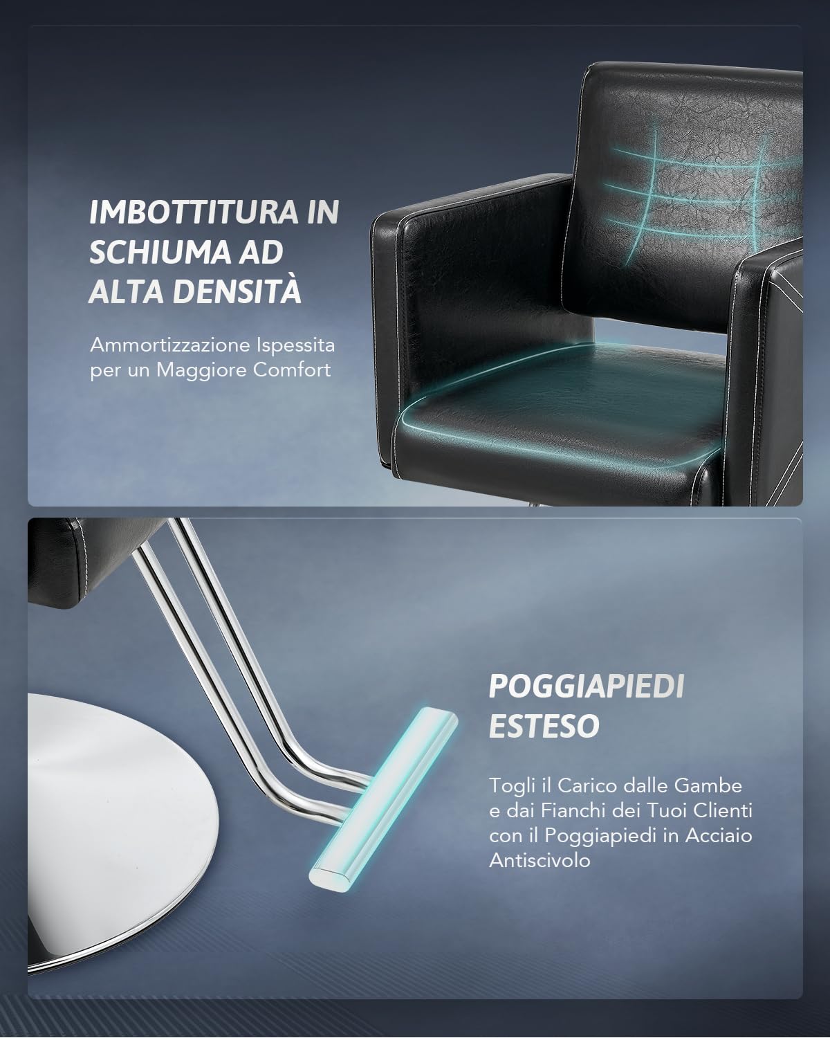 CO-Z Fotel fryzjerski Klasyczny fotel fryzjerski z obrotową o 360° wysokość regulowana 15 cm i pompą hydrauliczną, stalowa podstawa o pojemności 200 kg do salonu kosmetycznego tatuaże
