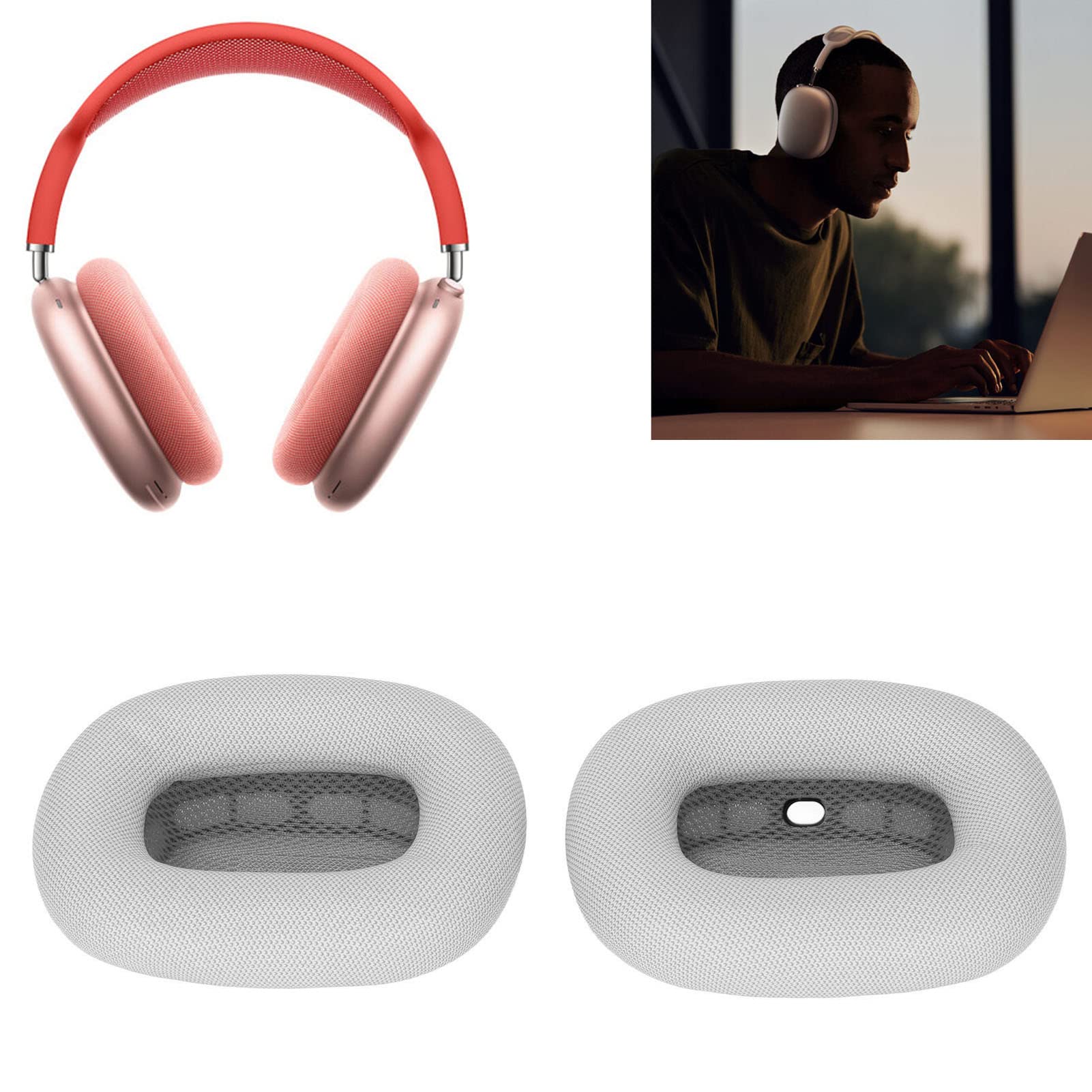 Cuscinetti Auricolari, Cuscinetti Auricolari per Cuffie di Ricambio in Morbido Memory Foam Cuscinetti in Pelle Proteica Paraorecchie per Cuffie (Grigio)