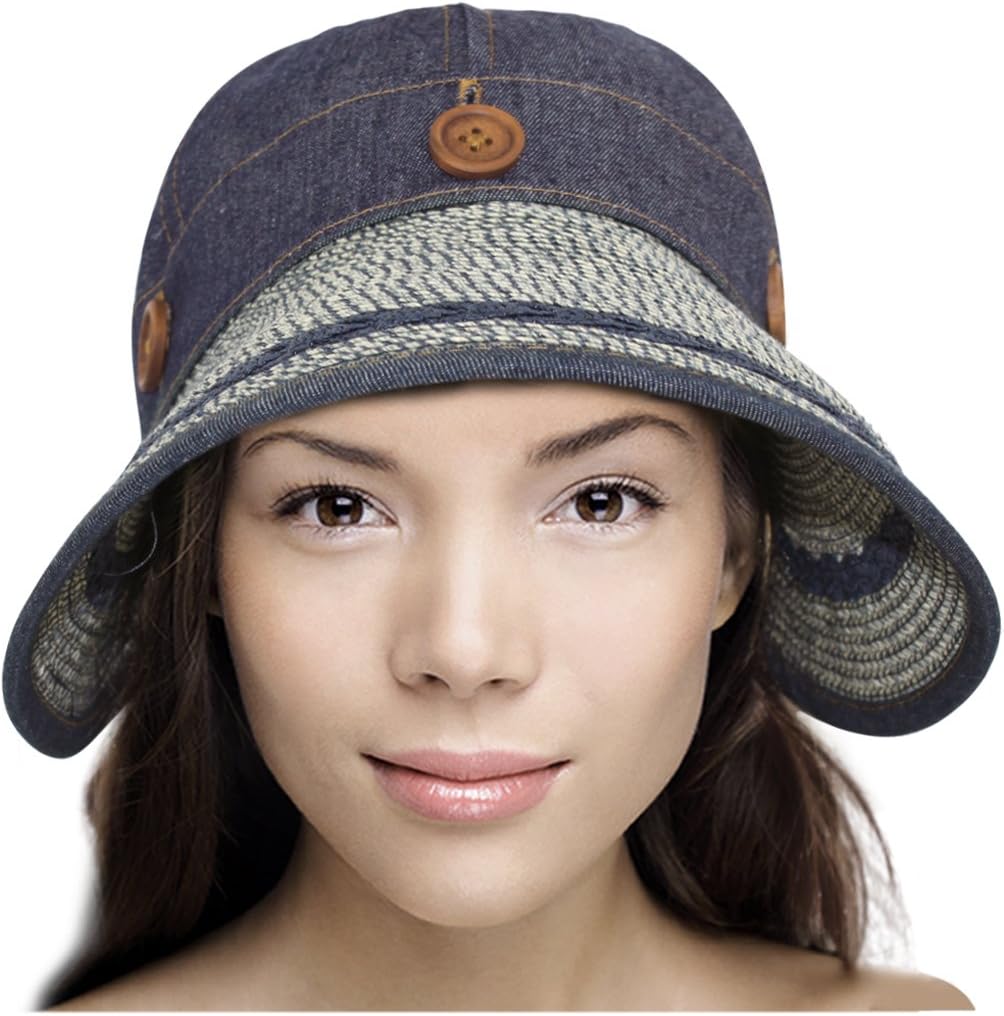 Dahlia Women's Summer Sun Hat - Two in One Wide Brim Visor Cap