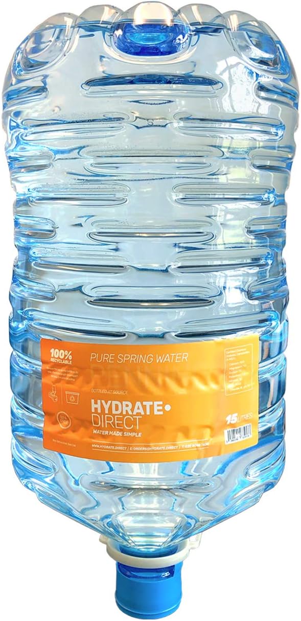 Hydrate Direct Pure Spring Water – Water Cooler Dispenser Refill – Less Plastic - 15 Litre Bottle