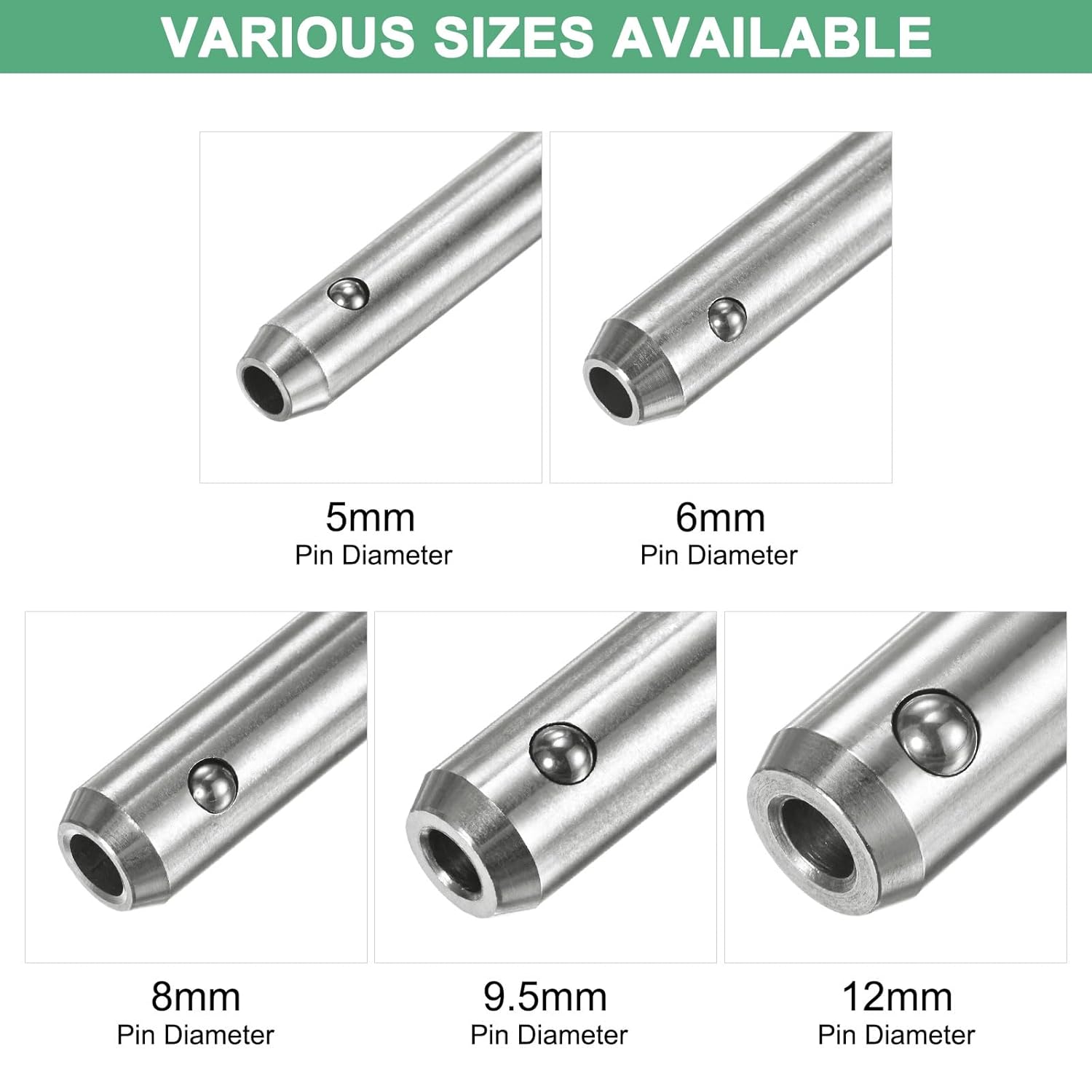 Push-Button Ball Locking Pin, 3/16" [5mm] Dia., 25/32"[20mm] Usage Length Ring Quick Release Lock Pins W Lanyard Cable for Speaker/Aviation/Gym/Machine [304 Stainless Steel]