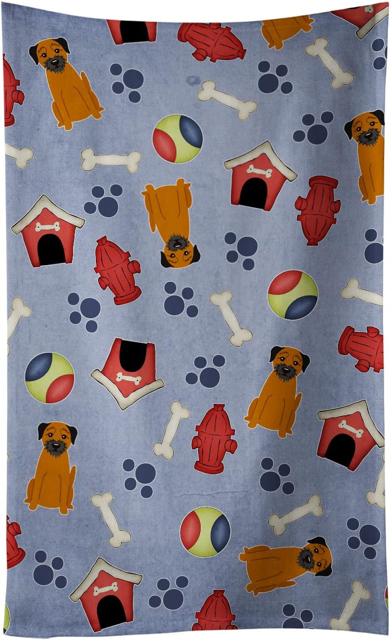 Caroline's Treasures BB2652KTWL Dog House Collection Border Terrier Kitchen Towel Dish Cloths Guest Hand Towel Decorative Bathroom Towel for Face,Tea, Dishcloth, Kitchen and Bath