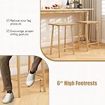 COSTWAY Set of 2 Bar Stools, 25.5” Counter Height Stool with Footrest & Solid Wood Frame, Breakfast Stool, Kitchen Island Stool for Dining Room & Cafe, Natural