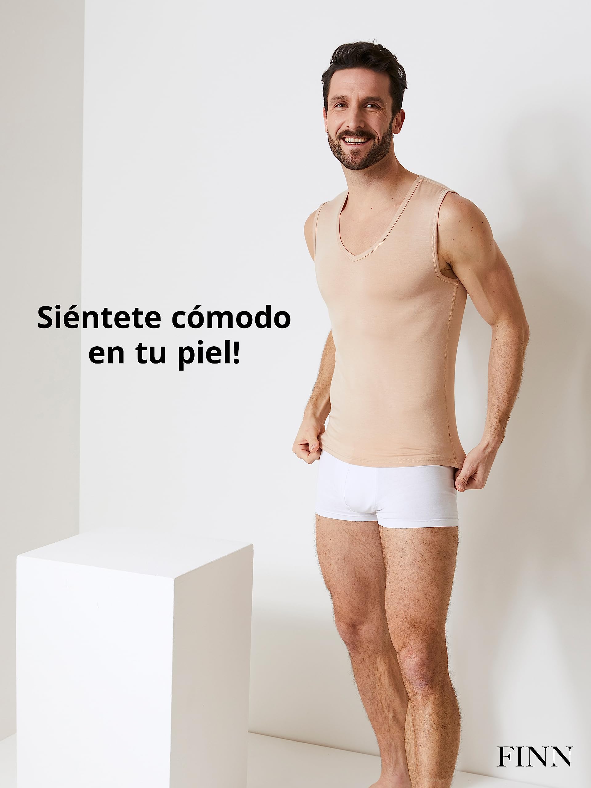 FINN Camiseta Interior Business Hombre sin Mangas con Cuello en V - Camiseta Interior de Tejido Original Lenzing® Modal - la Camiseta Debajo de Camisas y Trajes