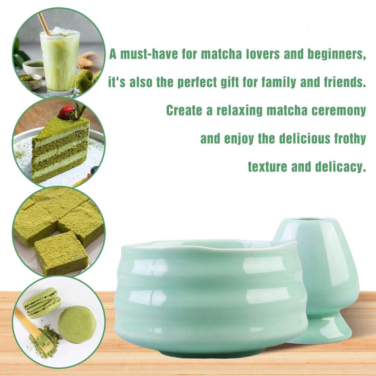 Kit Matcha Byzesty 5 Pièces - Bol Céramique, Fouet, Support, Cuillère - Cérémonie Du Thé Japonais