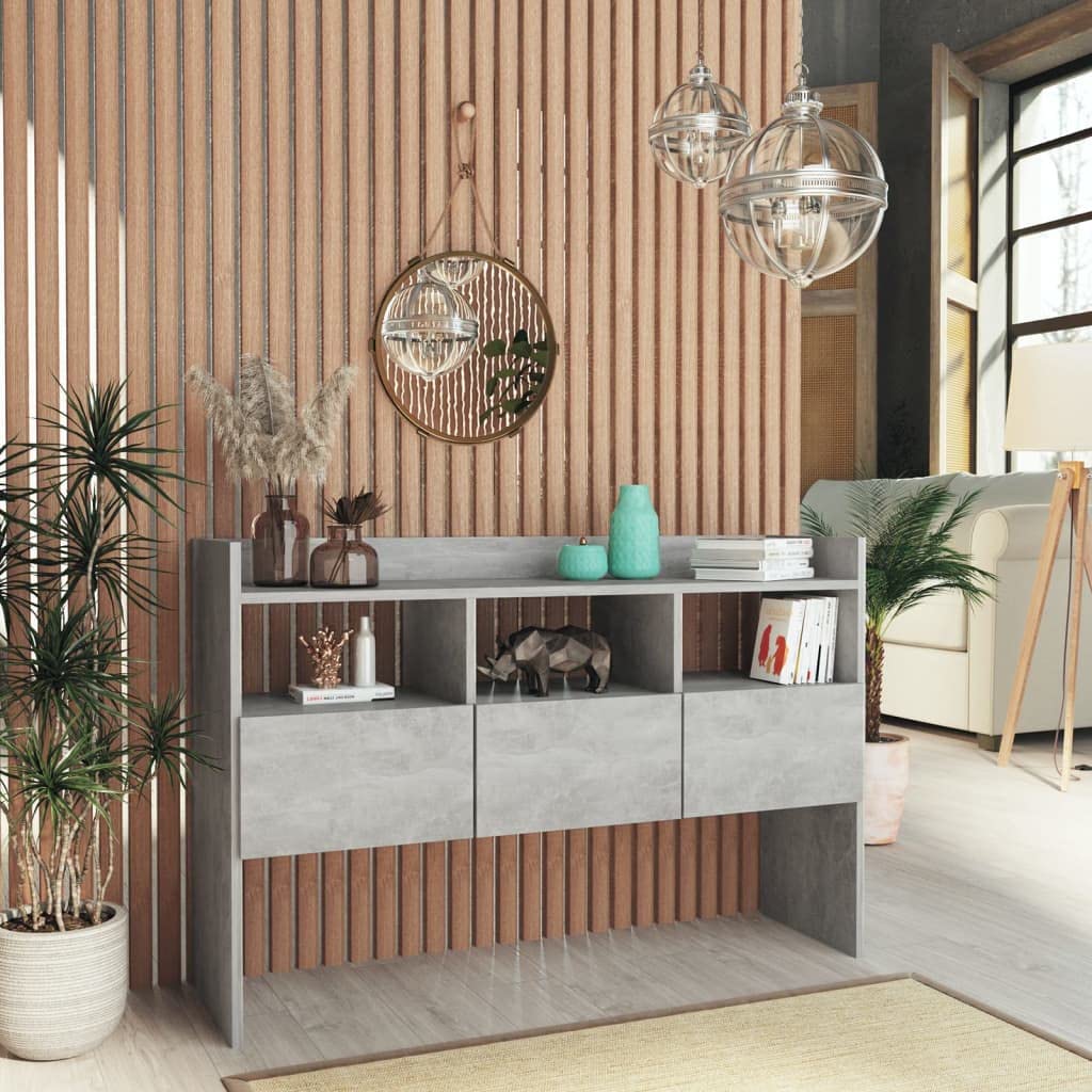 vidaXL Aparador Entrada Acento Pasillo Vestíbulo Recibidor Auxiliar Decoración Hogar Casa Escritorio Mueble de Contrachapada Gris Hormigón 105x30x70cm