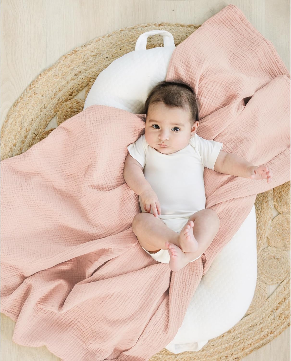 Baby Pucktuch Musselin Decke 3 Stück Große 100 x 100cm Babydecke-Baby Swaddle Decke Tücher,Weich Atmungsaktiv,Spucktücher,Puckdecke,Wickeltuch wesentliche Artikel für Babyparty (rosa)