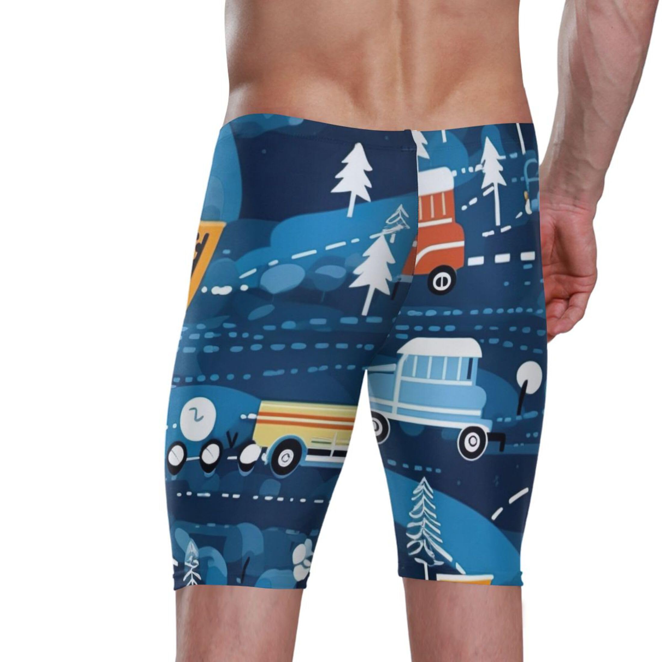UMIRIKO Cute Car Men's Swimsuit Swim Jammers L B0400856