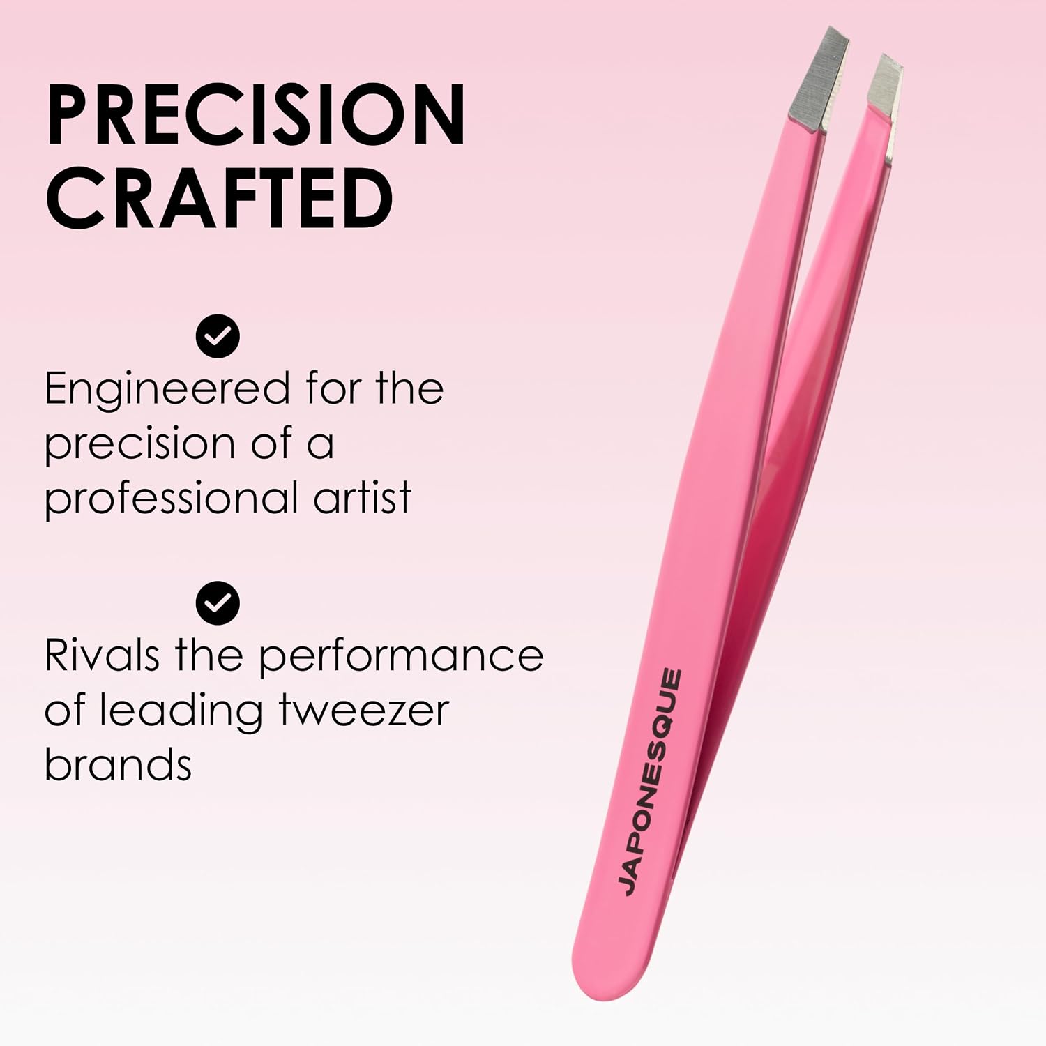 JAPONESQUE Premium Slant Tweezer, with Precision Crafted, Hand Sharpened Tips for Shaping and Defining Brows