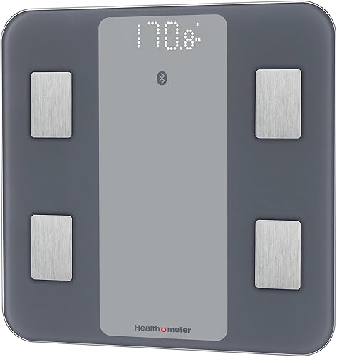 Miniatura 10 de Health o meter Báscula de baño compacta de vidrio digital – Capacidad de 450 libras, 4 celdas de carga, pantalla LCD de 3.2 pulgadas, plataforma
