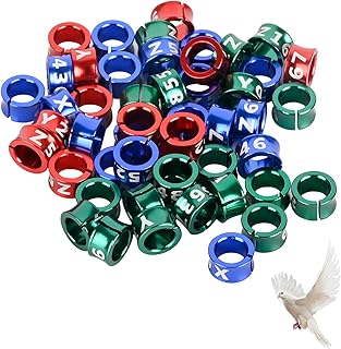 Open Bird Ring Bird Leg Bands Rings Open Bird Leg Rings Aluminum Split Bird Leg Rings Ldentifying Pigeons Training Rings Hibiscus Birds, Parrots, Peonies, Doves, Mixed Colors 50 PCS Per Pack