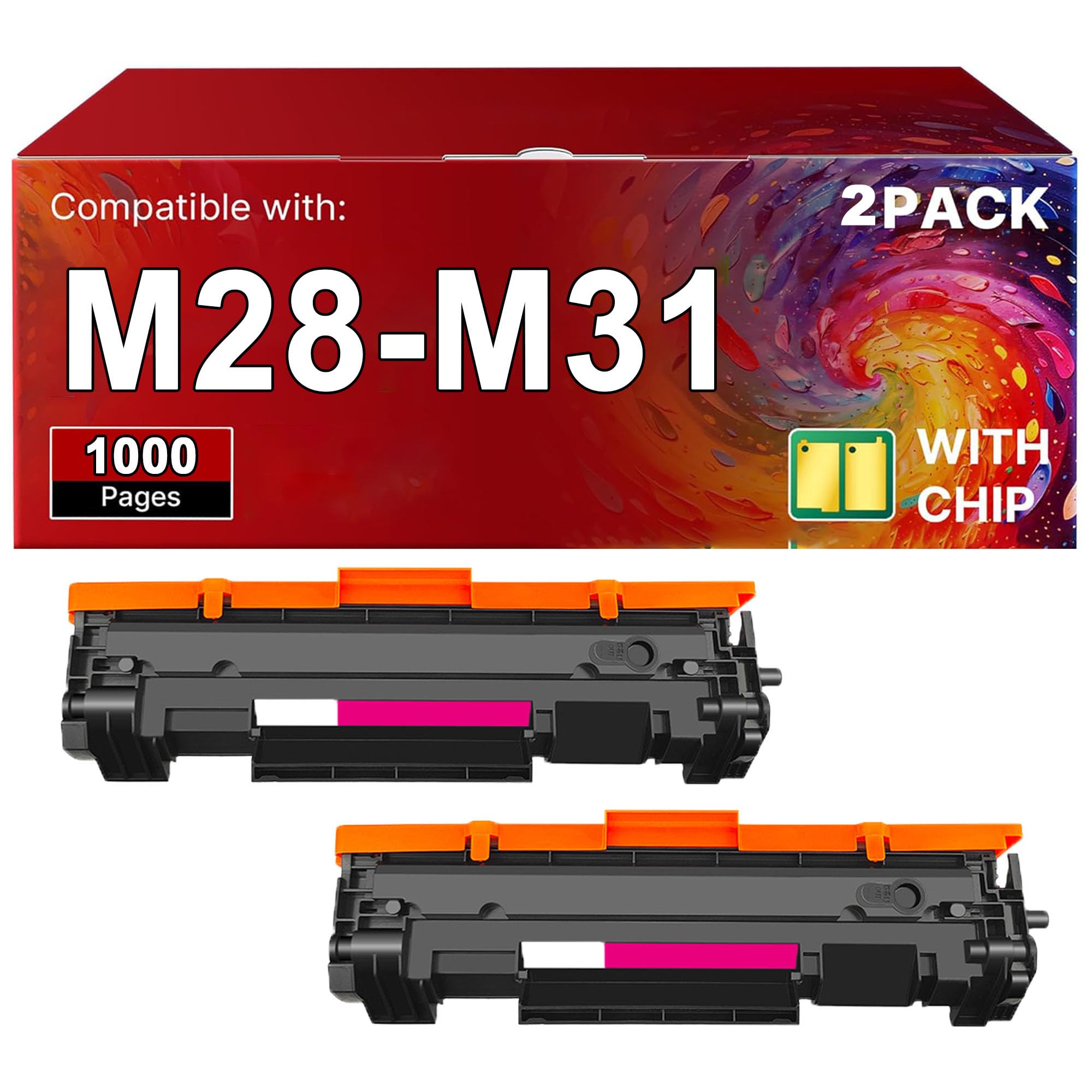 Compatibile con le cartucce toner M28-M31, funziona con le stampanti multifunzione per HP LaserJet Pro M15w/15a/MFP M28w/M28a/M31w, con chip, stampa ad alta definizione,Black-2pcs