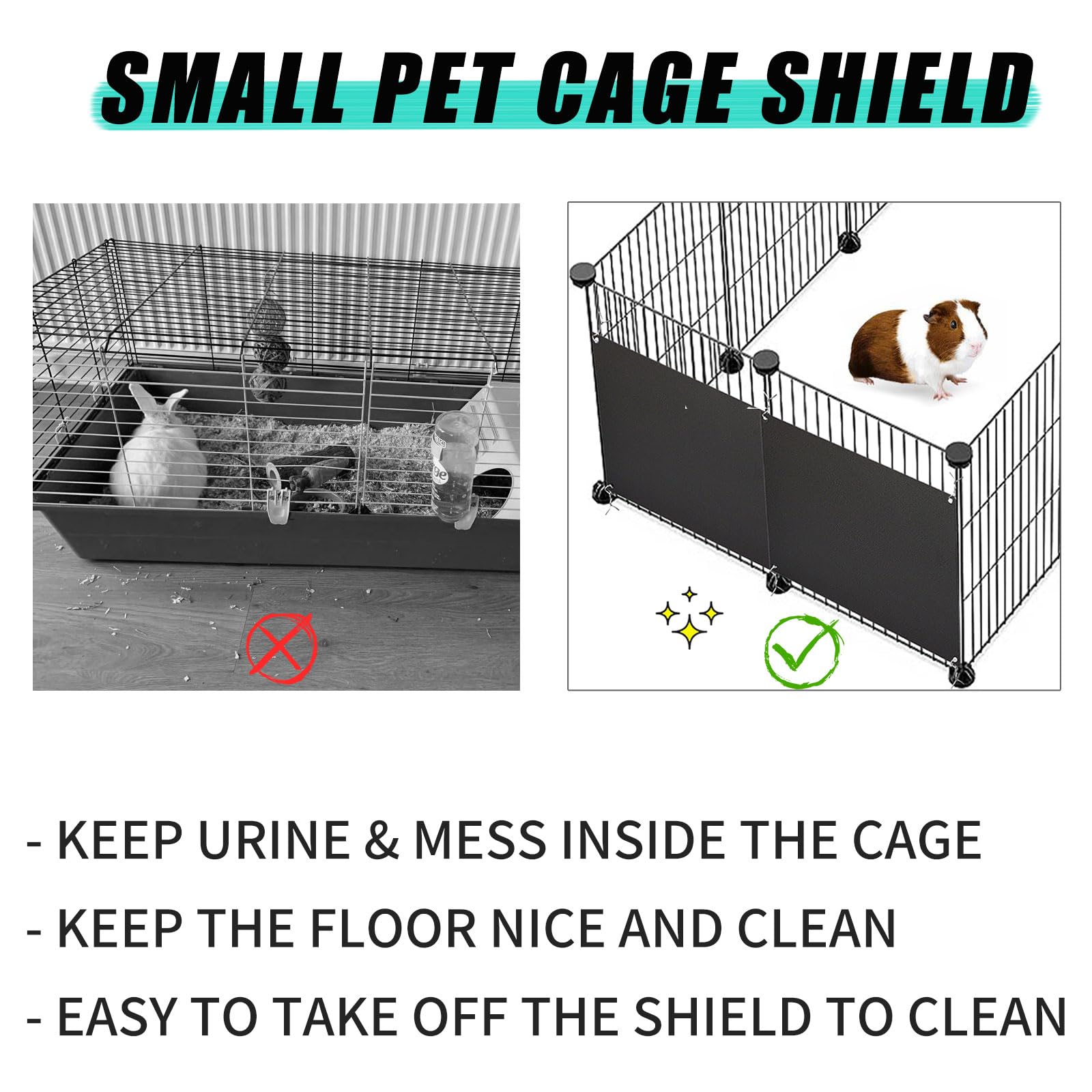 Oncpcare 6 Pack Pet Cage Liner Protection 10'' x 8.2'' Rabbit Urine Guard Clear Edge Liner Guinea Pig Side Lining Habitat Siding Small Animal Cage Accessories - Image 3
