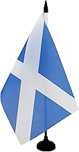 AZ FLAG - Scotland Sky Blue Table Flag 21cm x 14cm - Small Scottish Office Flag 100% Polyester with 25cm Pole and Black Plastic Base