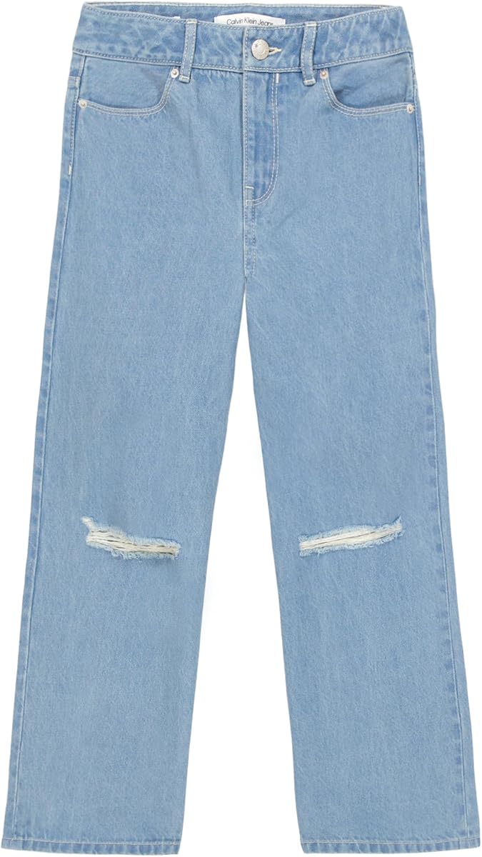 Girls' 5-Pocket Seamed Wide Leg Denim Jean, Zipper Fly & Button Closure