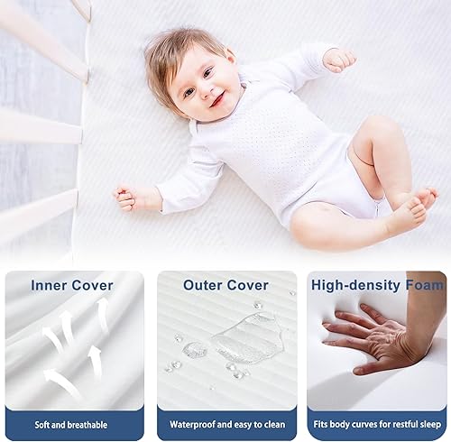 Miniatura 4 de Colchón Pack and Play de 38 x 26 x 1.5 pulgadas, colchones suaves y transpirables Pack N Play con funda impermeable lavable para bebés y niños