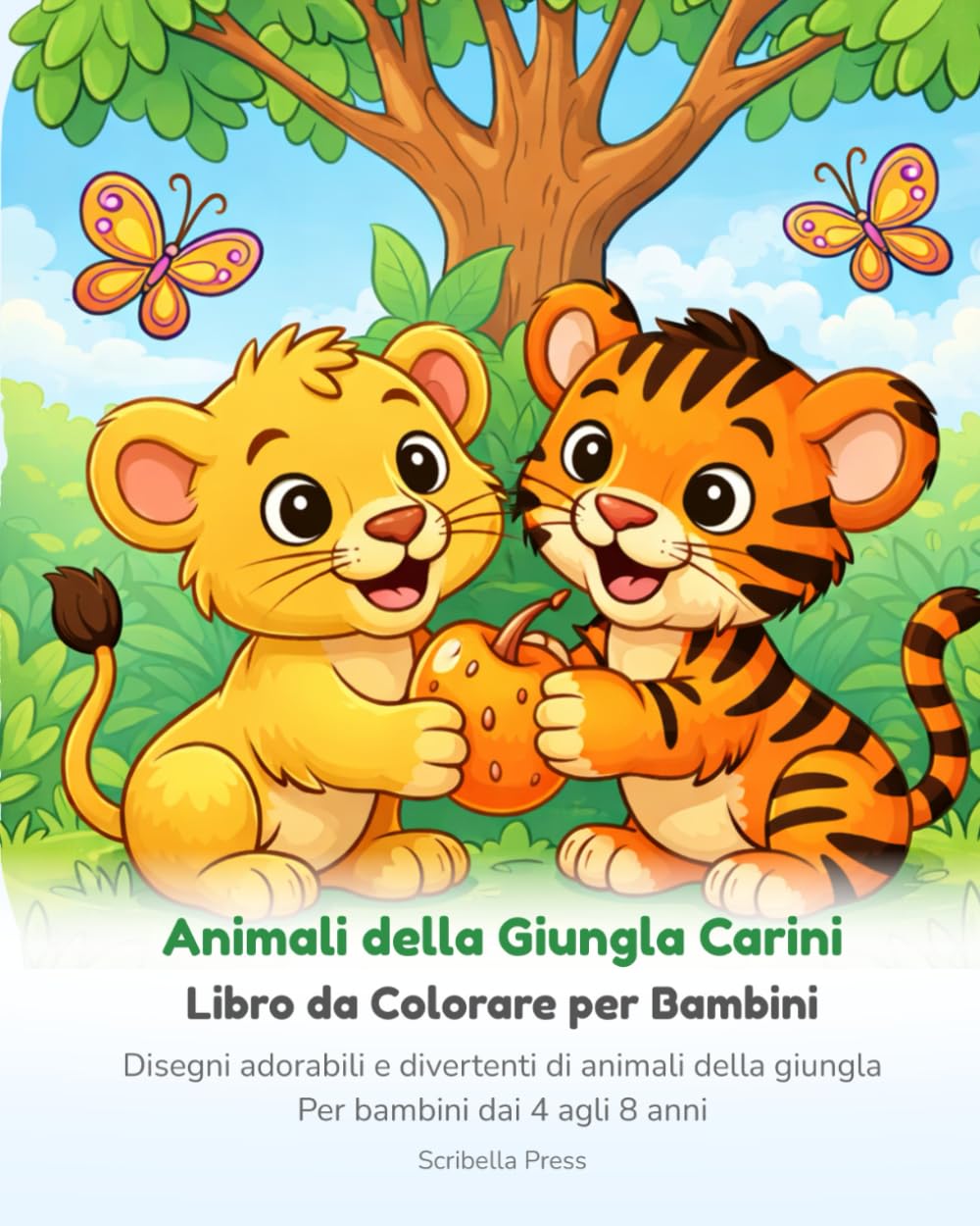 Animali della Giungla Carini Libro da Colorare per Bambini: Disegni adorabili e divertenti di animali della giungla Per bambini dai 4 agli 8 anni