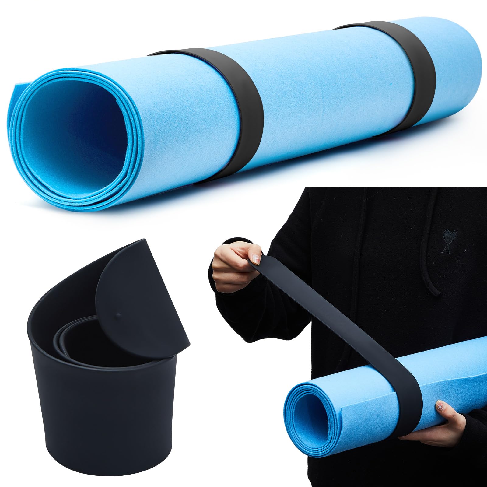 Leyndo 2 Pcs Yoga Mat Strap Band 20"l x 2"w Yoga Strap Tightly Rolled and Secure for Yoga Mat Storage, Yoga Mat Not Included