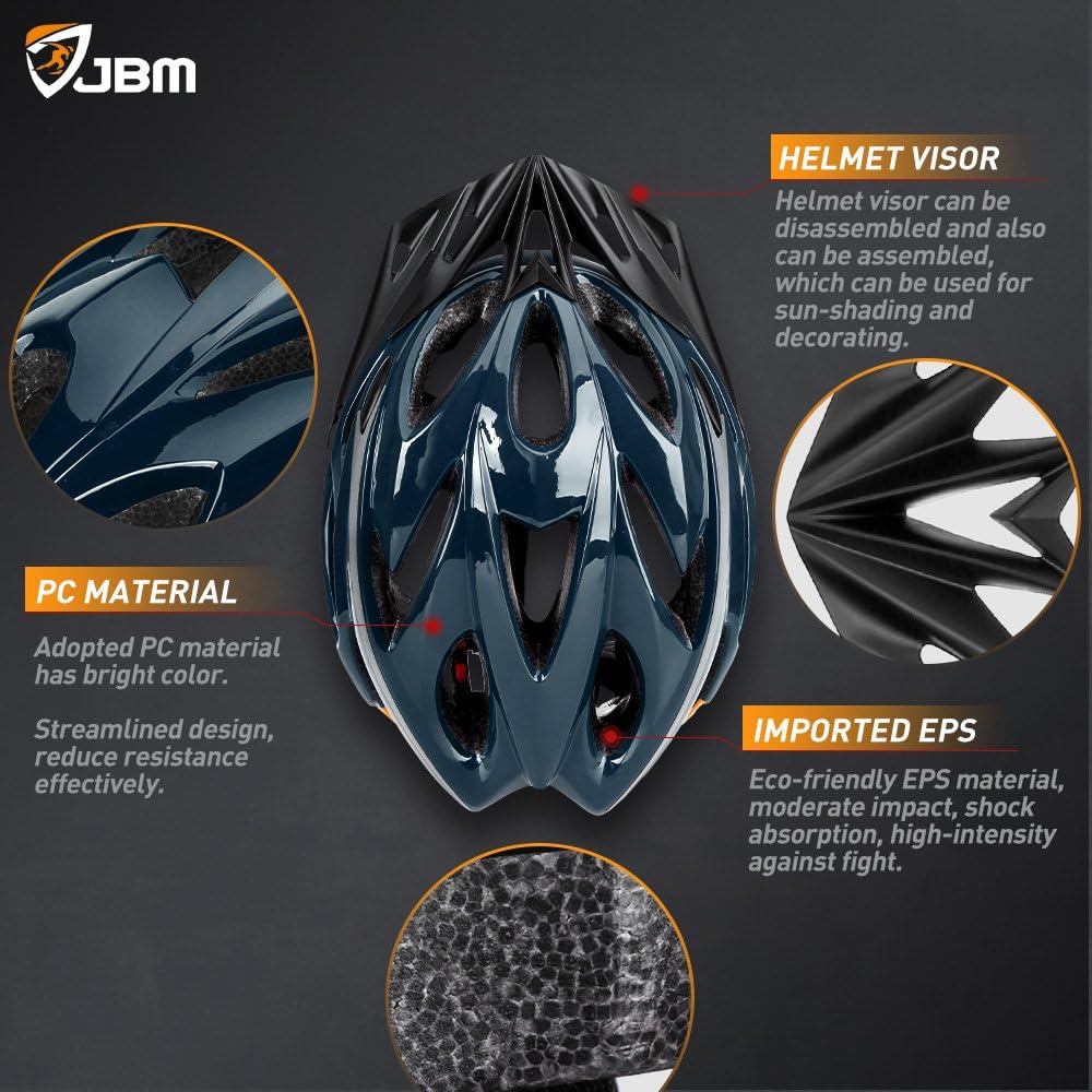 JBM Adult Cycling Bike Helmet Specialized for Mens Womens Red/Blue/Yellow (Dark Blue & Orange, Adult) : Sports & Outdoors