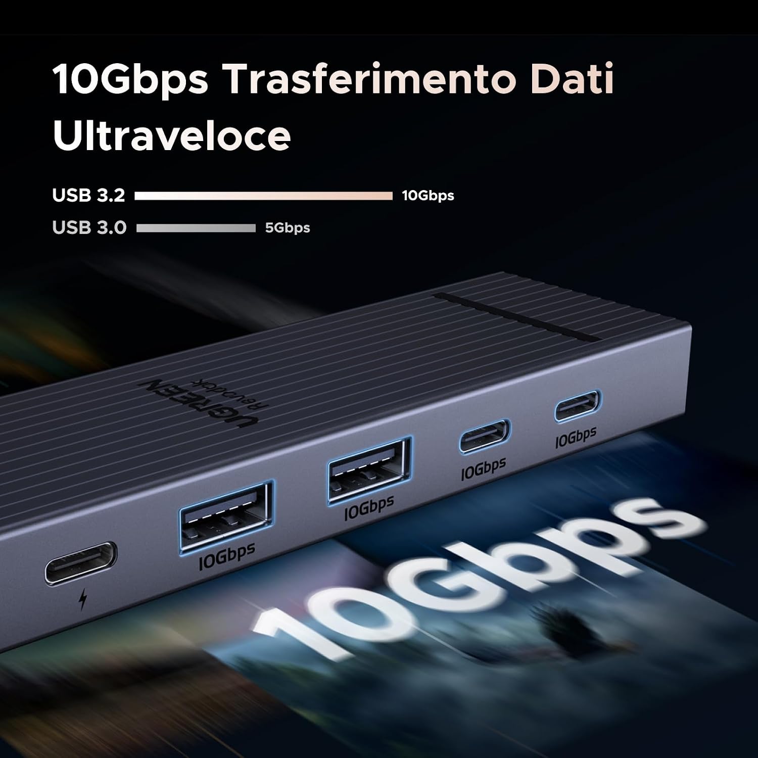 Revodok Pro 106 Hub USB C 3.2 Gen 2 10Gbps Multiporta | Adattatore Type C HDMI 4K 60Hz - Hub USB - Immagine 3
