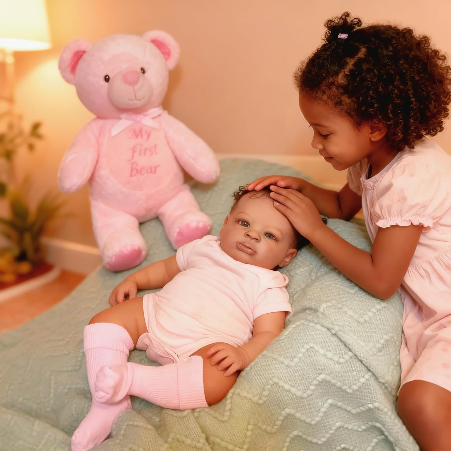 Zero Pam Black Reborn Baby Dolls Girls 20 Inch Realistic Baby Doll African American Reborn Babies Realistic Newborn Doll with Brown Skin Lifelike Dolls for Girl Boy Toys