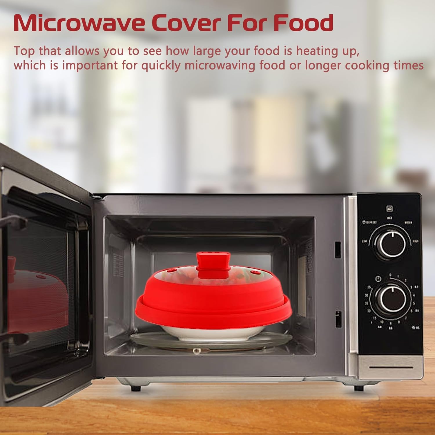 Microwave Splatter Cover Glass Cover Splatter Guard Lid with Collapsible Silicone for Food Pot Cover Plate Cover