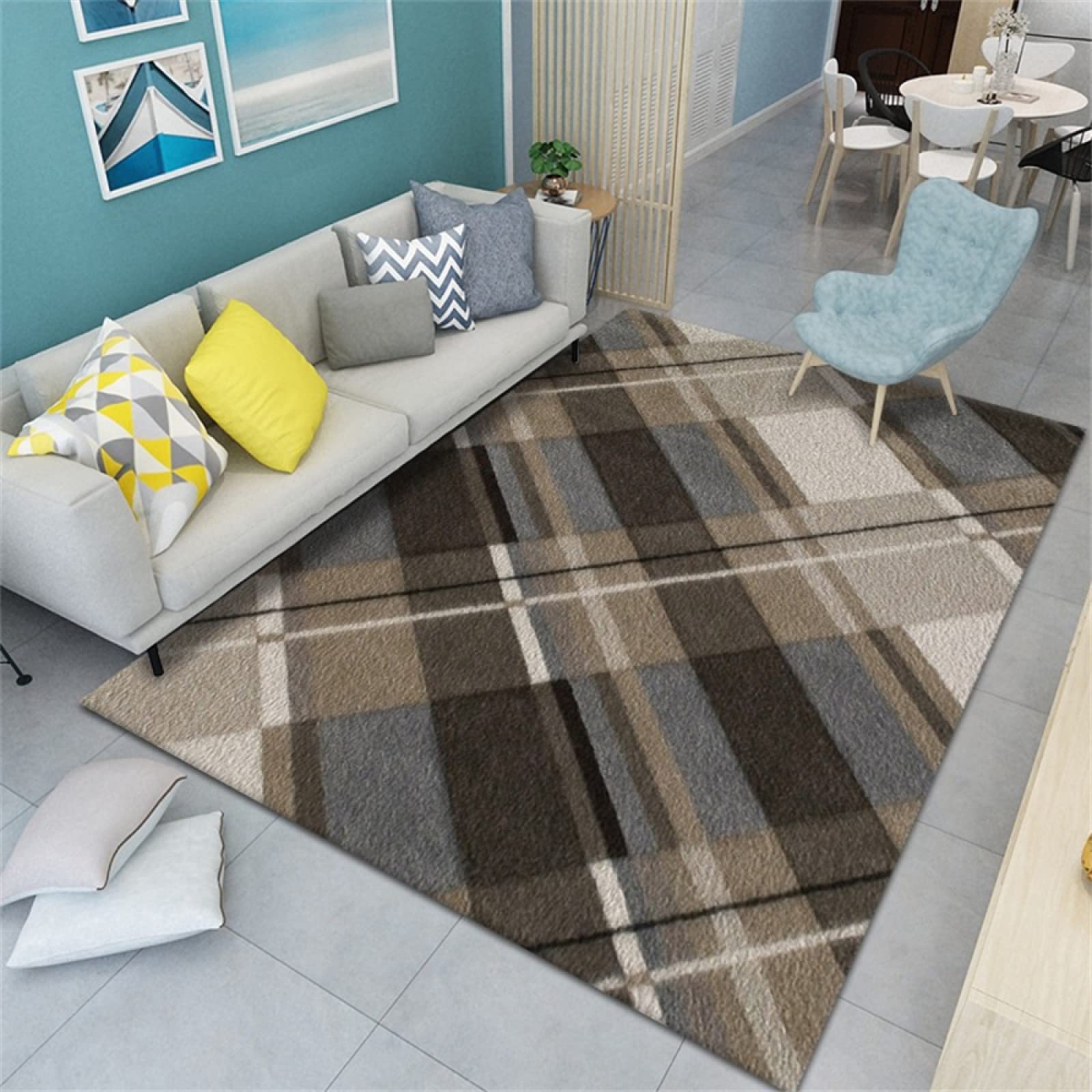Tapis de chambre doux multicolore pour créer un salon chaleureux