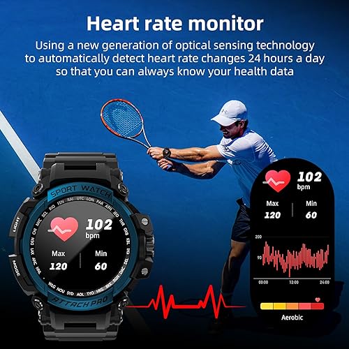 Miniatura 4 de LOKMAT Reloj inteligente militar impermeable Bluetooth llamada (respuestahacer llamadas) Relojes inteligentes para hombres con frecuencia cardíaca