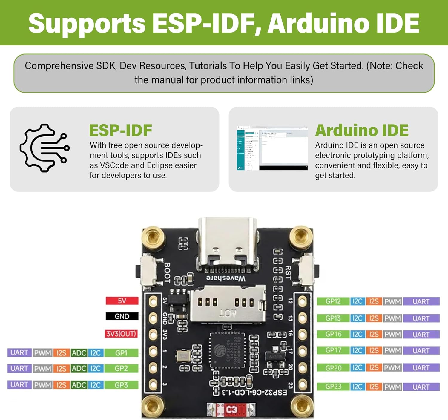 ESP-IDF and Arduino IDE support for ESP32-C6