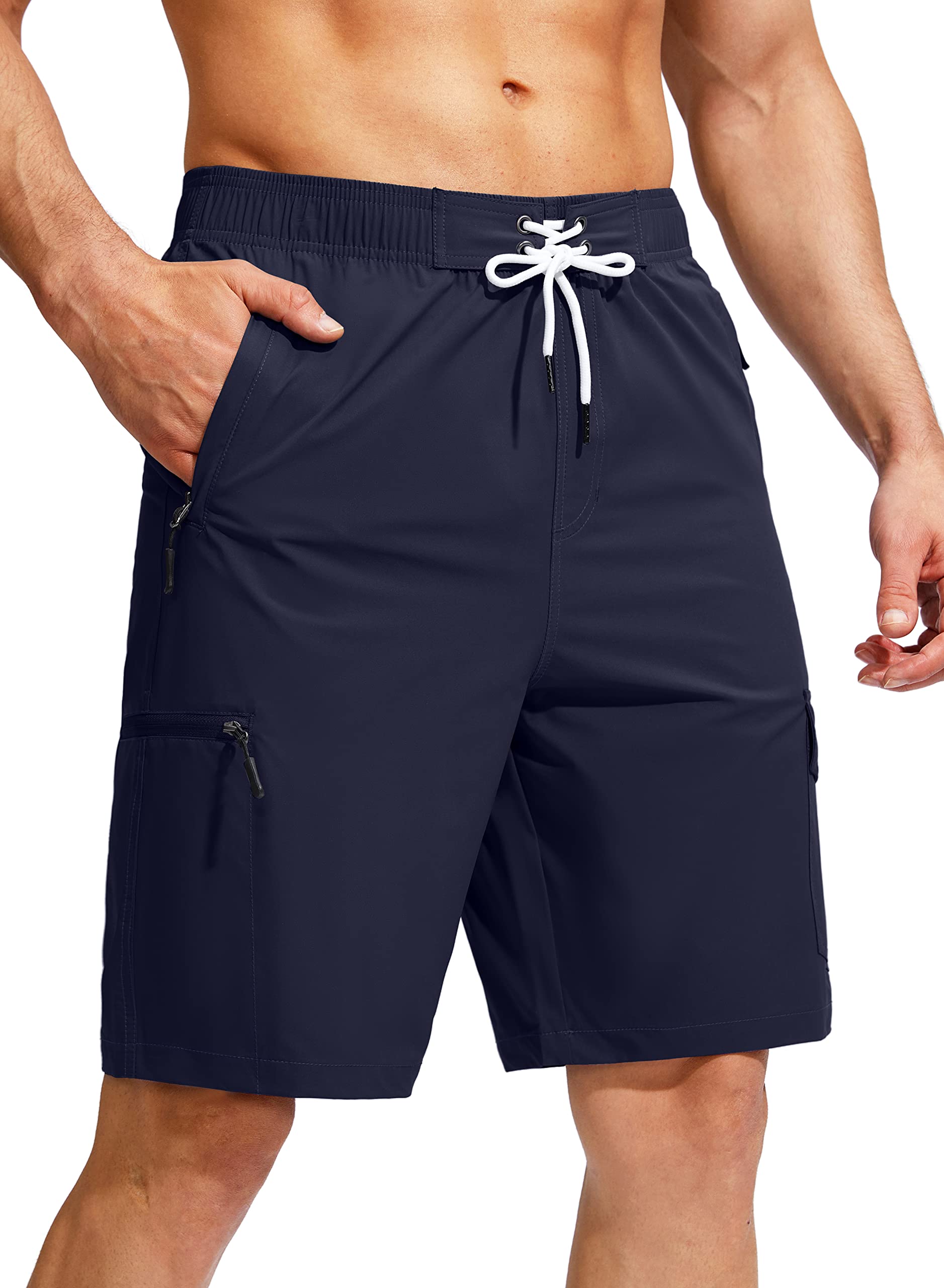 Kayrth Costume da bagno da uomo Quick Dry Board Shorts con 5 tasche Costumi da bagno da uomo - No Mesh Liner, Navy, XXX-Large