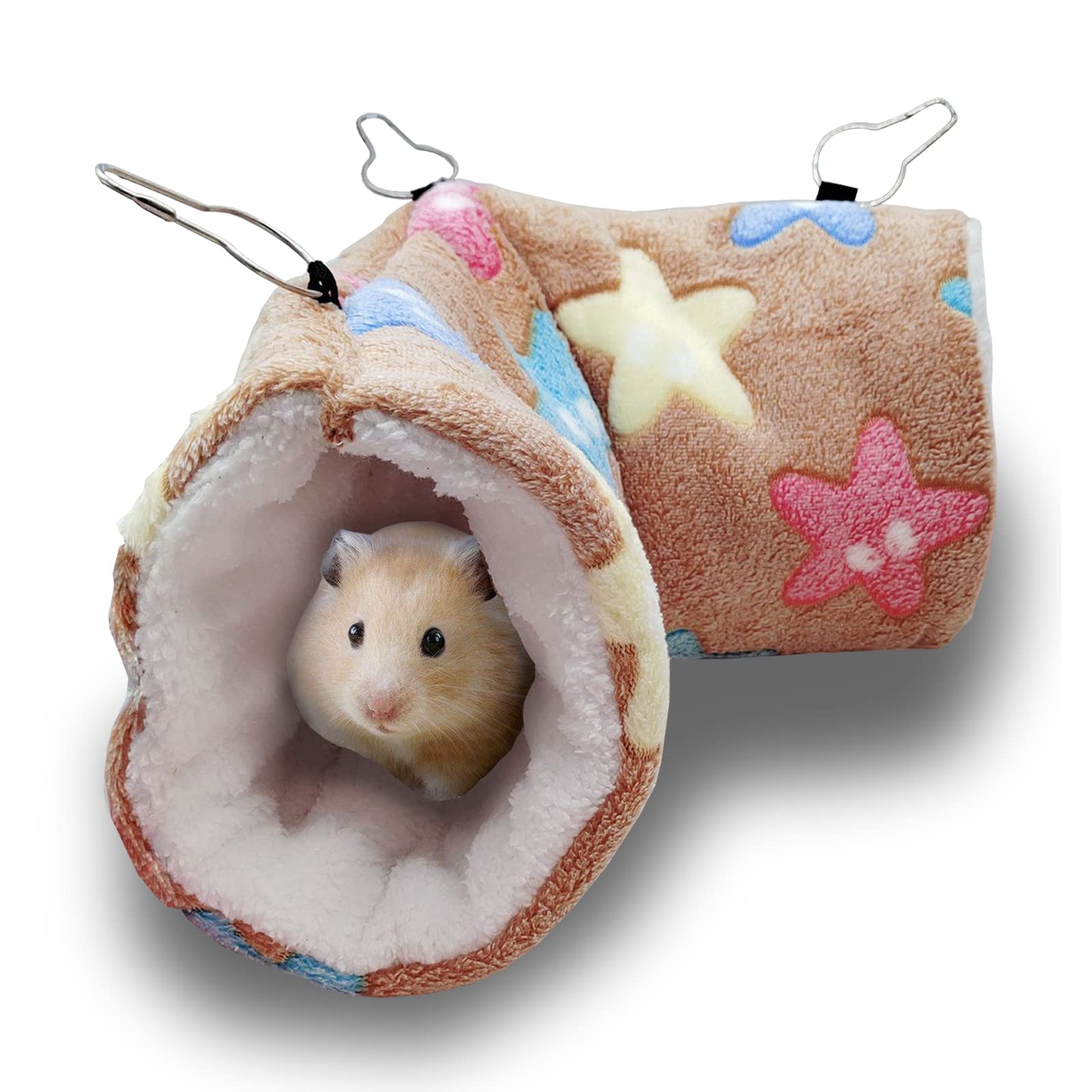QeeHeng Hamaca para Ratas de hurón de Conejillo de Indias, Cama de túnel Colgante de Conejillo de Indias, Hamaca para Mascotas para Animales pequeños, Hamster, Chinchilla, Planeador de hurón,marrón - 2