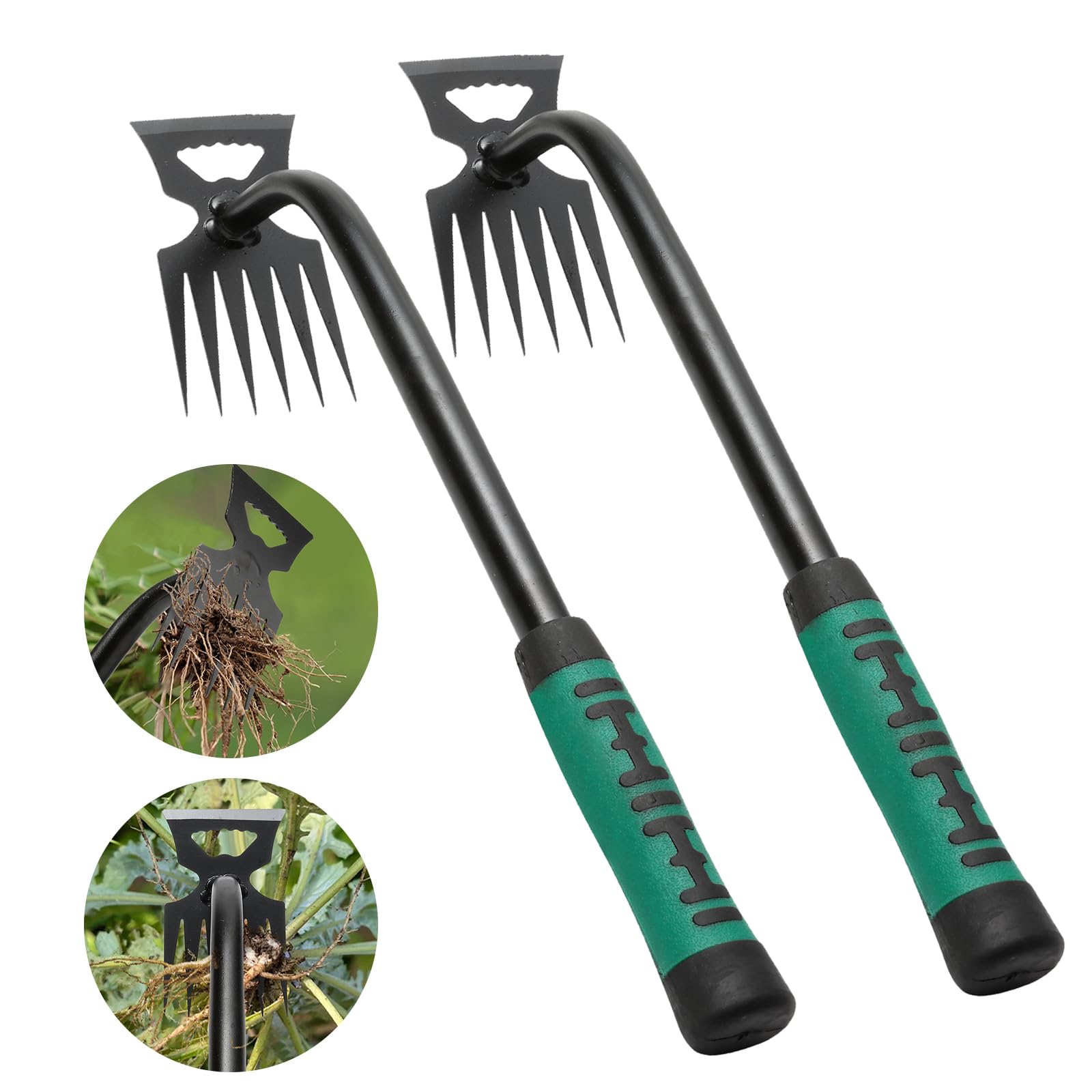 Attrezzi da giardinaggio a mano, diserbo artefatto per sradicamento, strumento per diserbo in acciaio al manganese, strumento manuale multifunzionale per giardinaggio per cortile e giardino (6 denti)