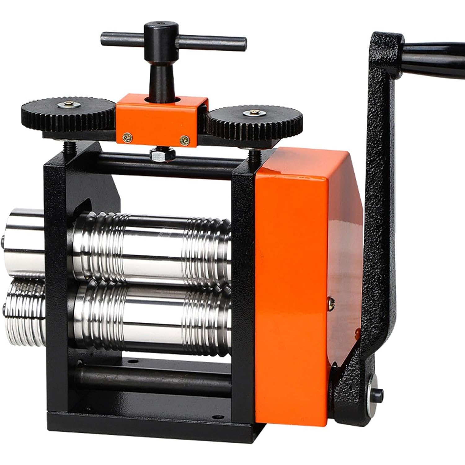 Ręczny młynek do biżuterii 4 w 1 z korbą ręczną, szerokość rolki 40 mm, regulowana grubość 2,5-10 mm do rozciągania metalu, kształtowania drutu, tworzenia arkuszy i wytłaczania