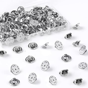 Phinus Pin Backs, 100PCS Metal Locking Pin Backs, Pin Back Locking Can Be Used for Badges, Lapel Pins, Enamelled Pins, Charms, Bags, Clothes, Denim Buttons, Badges and More