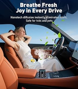 Smart Car Air Freshener, Car Air Freshener Diffuser with Starry Sky Projection and 50ml Perfume, Auto On/Off Intelligent, 3 Mode Adjustable Rechargeable Aroma Diffuser, Cologne