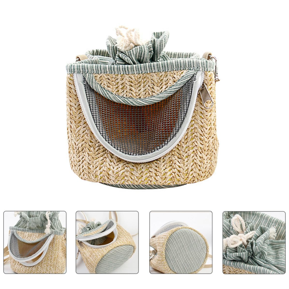 Garneck Paquet de Transport Portable Couleur Aléatoire avec Fermeture Éclair en Paille, Flanelle et Maille pour Petits Animaux pour Hamster et Cochon d'Inde en Voyage