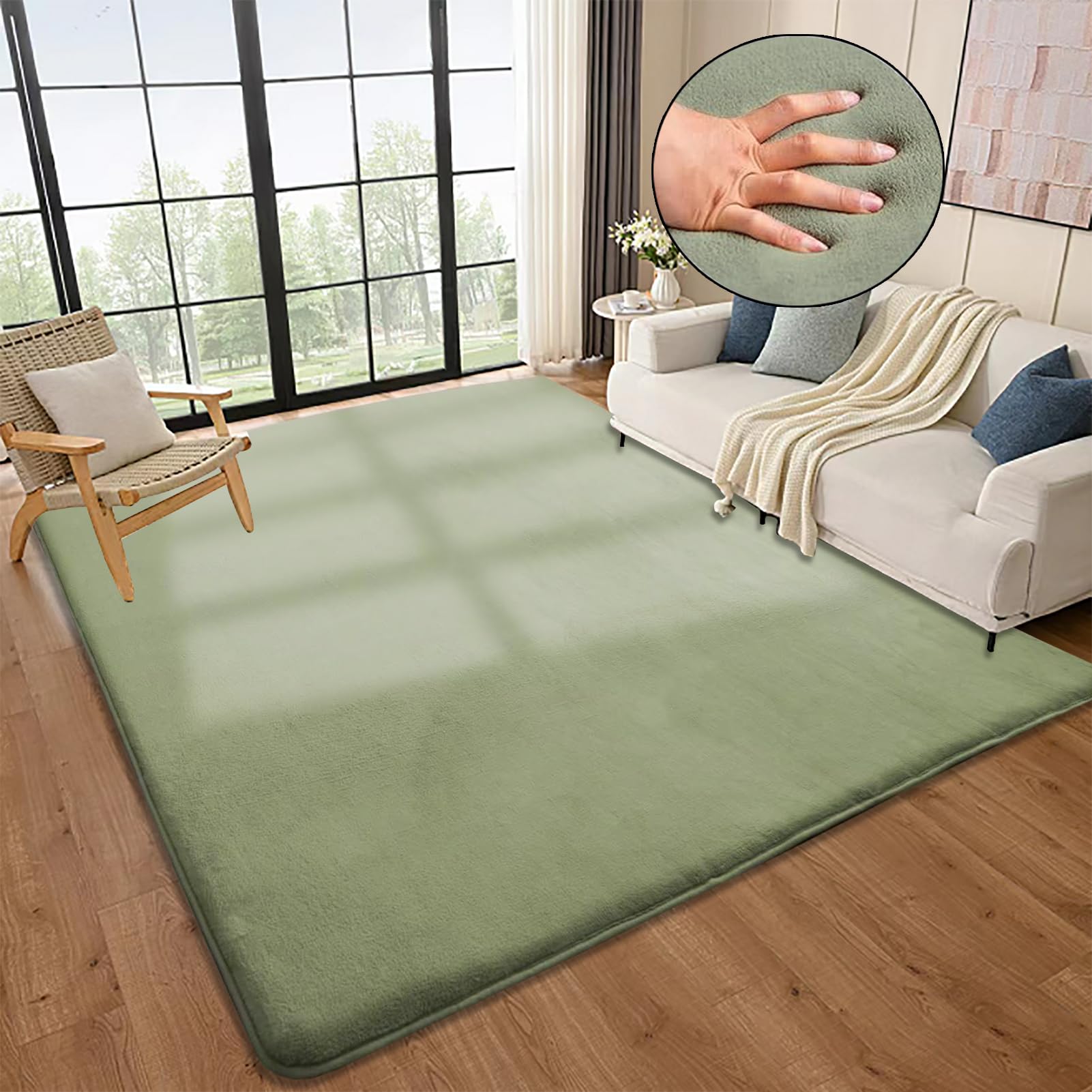 Tapis Bebe Epais, 2cm Epais Tapis de Jeu Ramper avec Mousse Mémoire Vert Herbeux 120 x 180 cm Tapis de Jeu Bebe Velours Corail pour Chambre, la Chambre du bébé, Salon, Parc Enfants