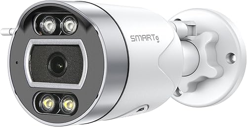 SMARTG Cámara bala para exteriores, 1080P HD, visión nocturna de 100 pies, conversación de 2 vías, Wi-Fi 2.4G, ángulo de visión de 120°, tarjeta