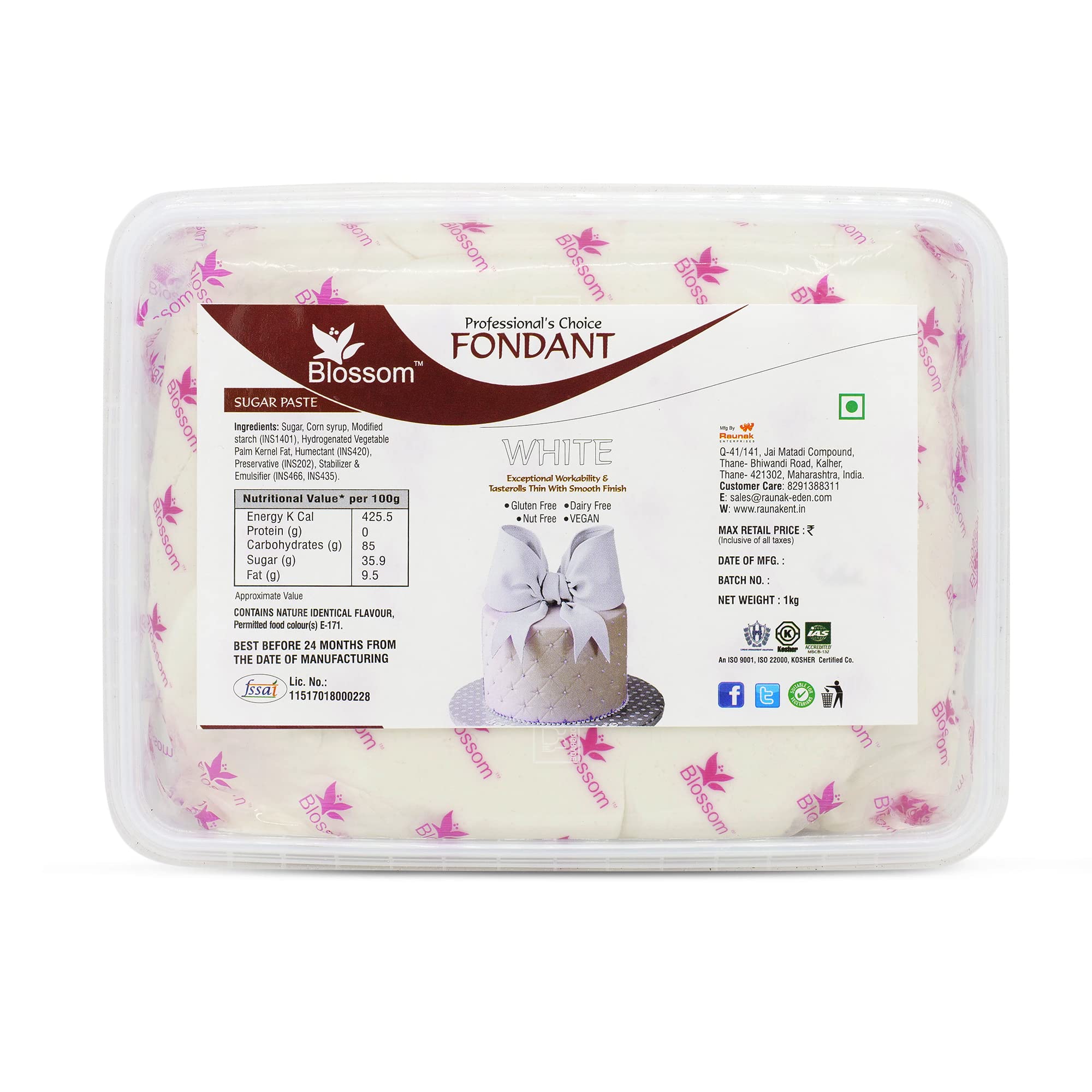 BLOSSOM Colour Sugar Paste Fondant for Cake Decoration, Structure Decoration, Modelling Paste, Cake Toppers - 1 Kg (White)-image-21