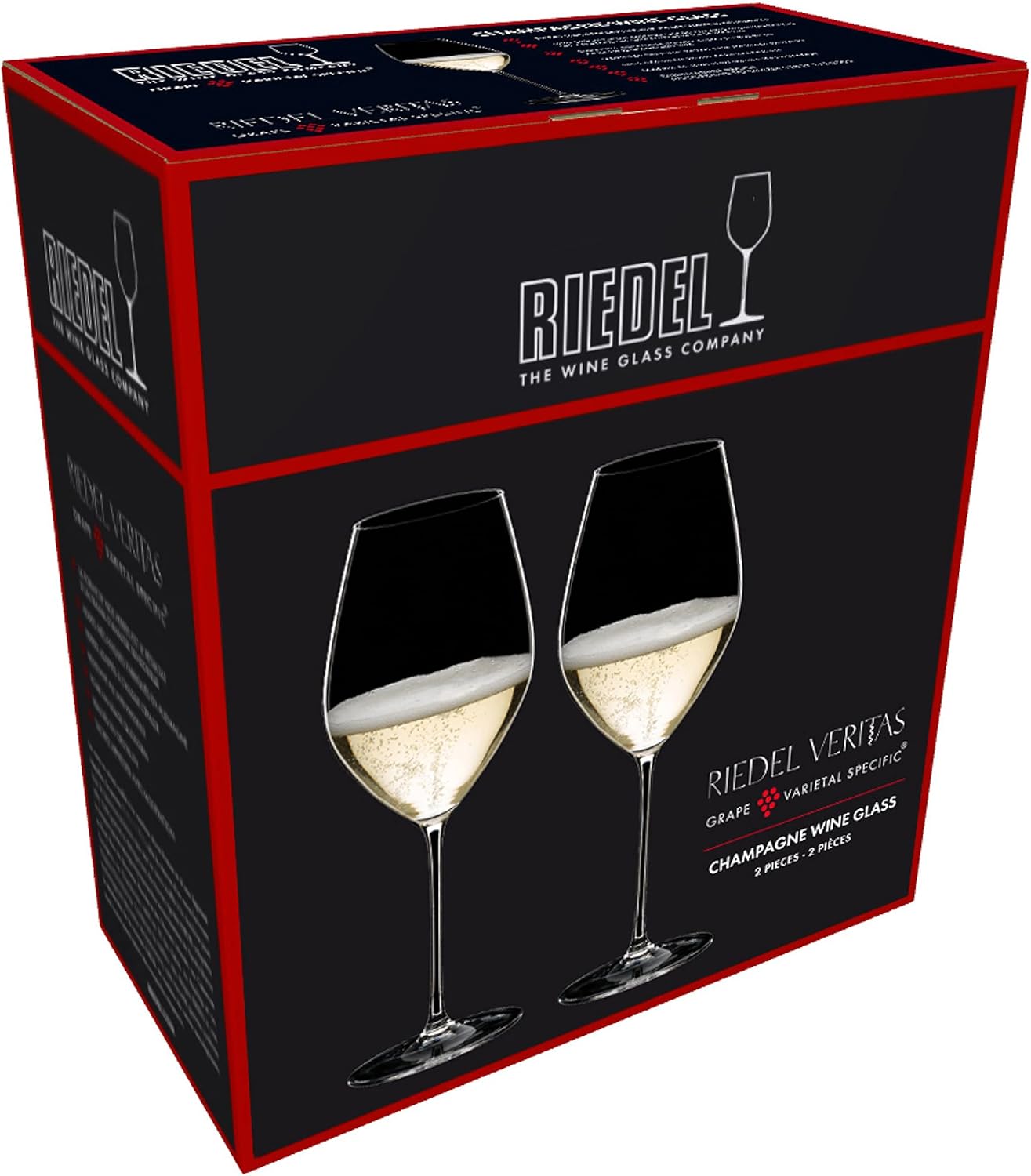 Riedel Personalized Veritas Champagne Wine Glasses, Set of 2 Custom Engraved 15oz Crystal Champagne Glasses for Champagne, Sparkling Wine, Gift for Wine Lovers