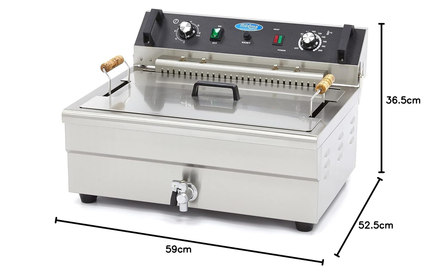 Dimensions diagram of Maxima 20L Deep Fryer