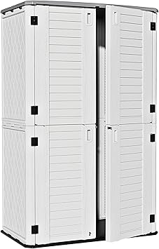ZZM Large 67 Cu.ft Waterproof Storage Shed, Outdoor Storage Cabinet,Durable Resin Sheds for Patio Furniture, Garden Tools, Pool Accessories, Mower Storage (White)
